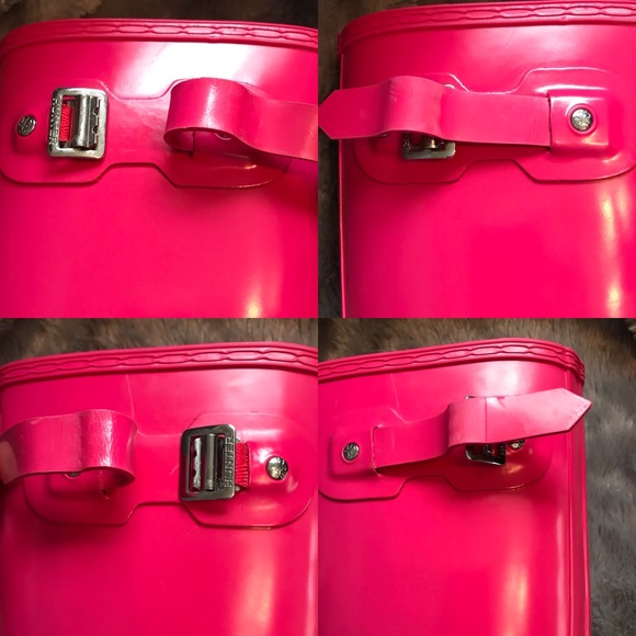 Bright, hot pink tall glossy Hunter rain boots ☔️ - Picture 4 of 8